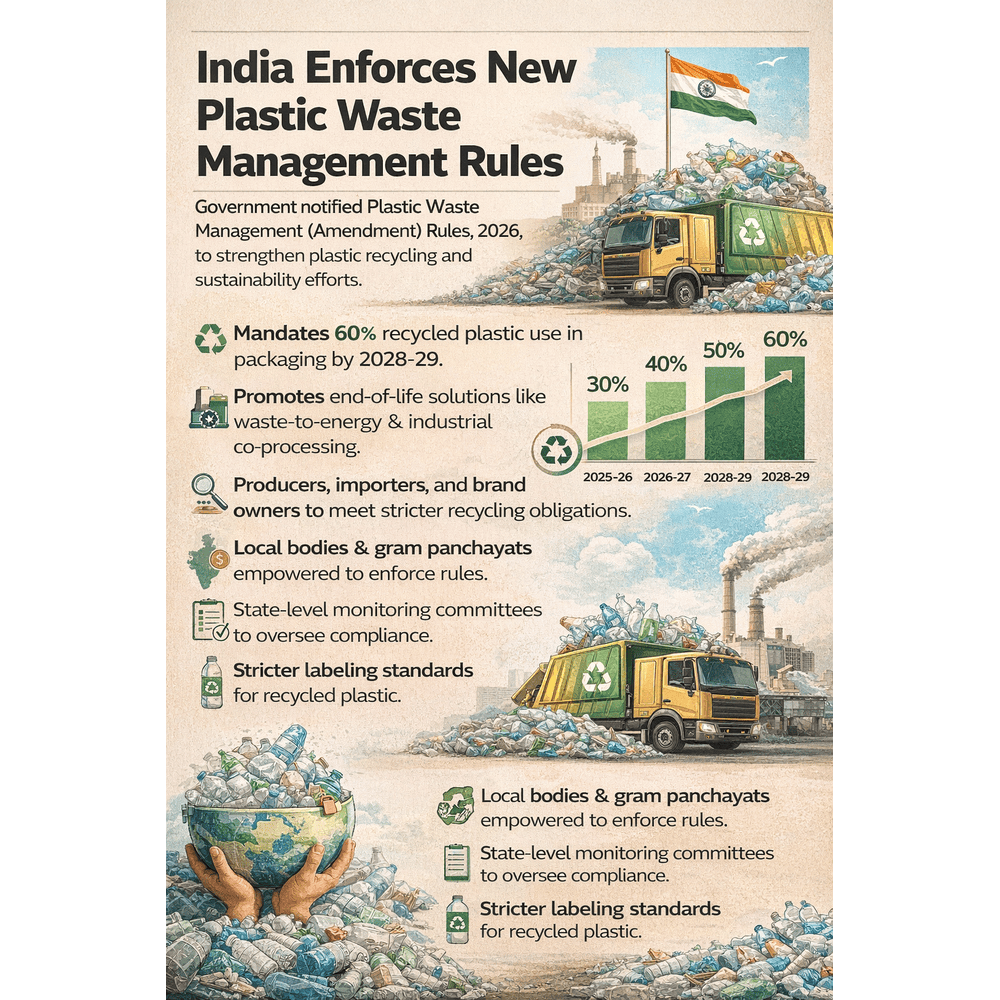 The Government of India has notified the Plastic Waste Management (Amendment) Rules, 2026